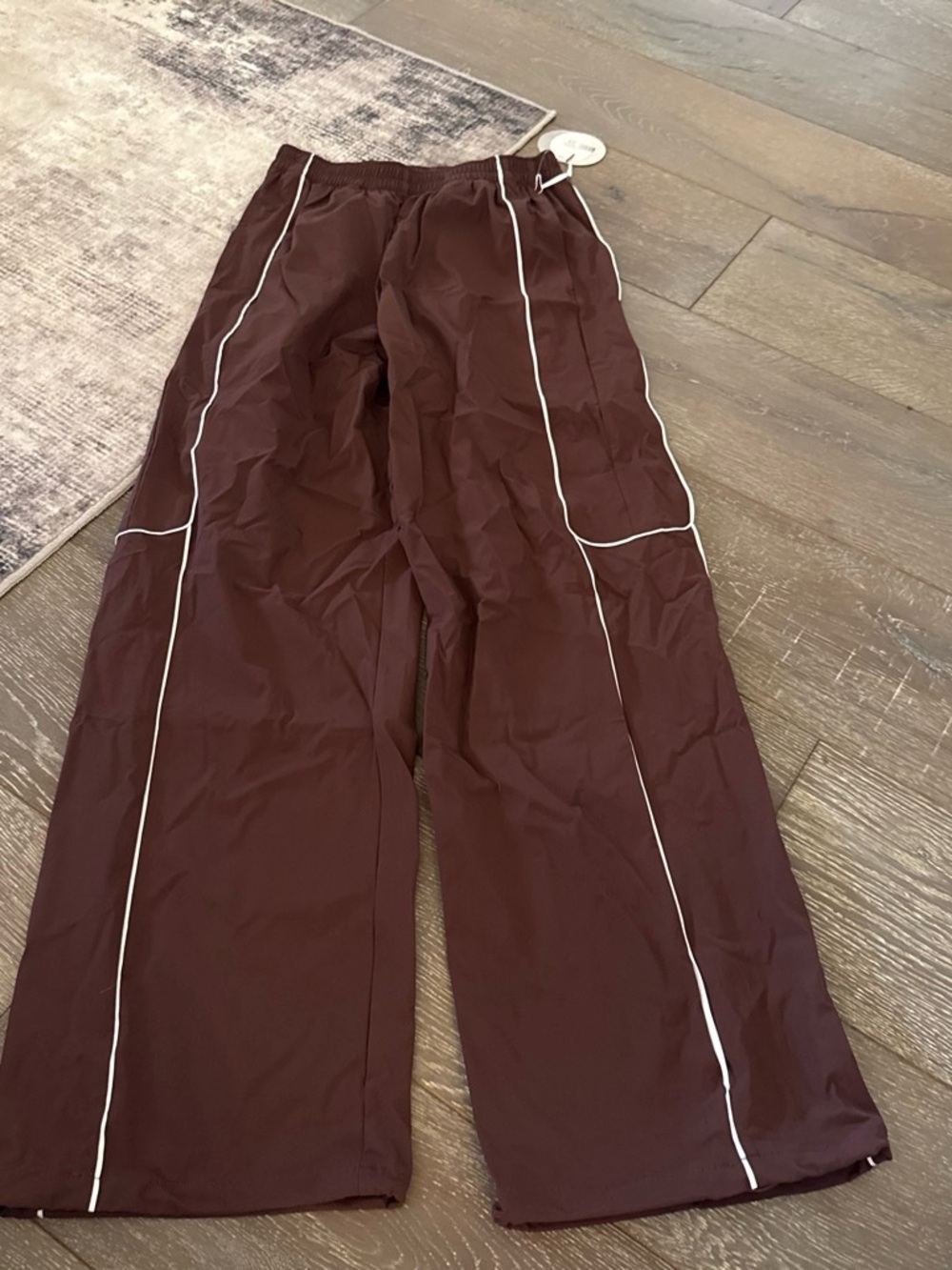 Women's Brown Track Pants with White Piping